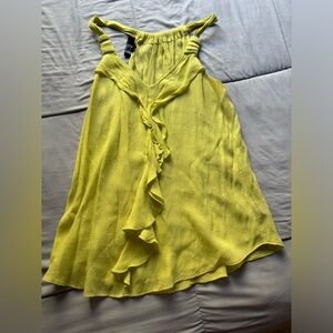 Yellow Ruffle-Trim Sleeveless Top